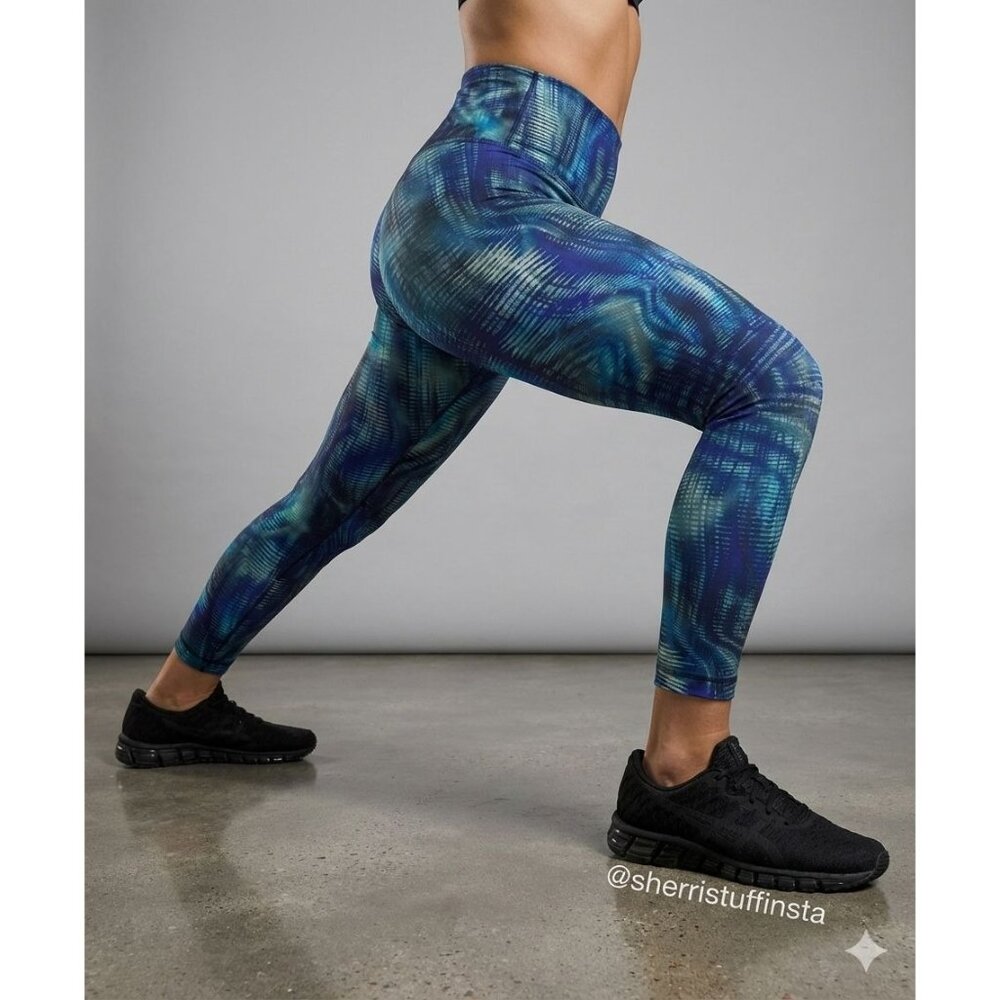 Like New Lululemon Wunder Train High-Rise Tight 25" Foil Flux Blue Leggings 2